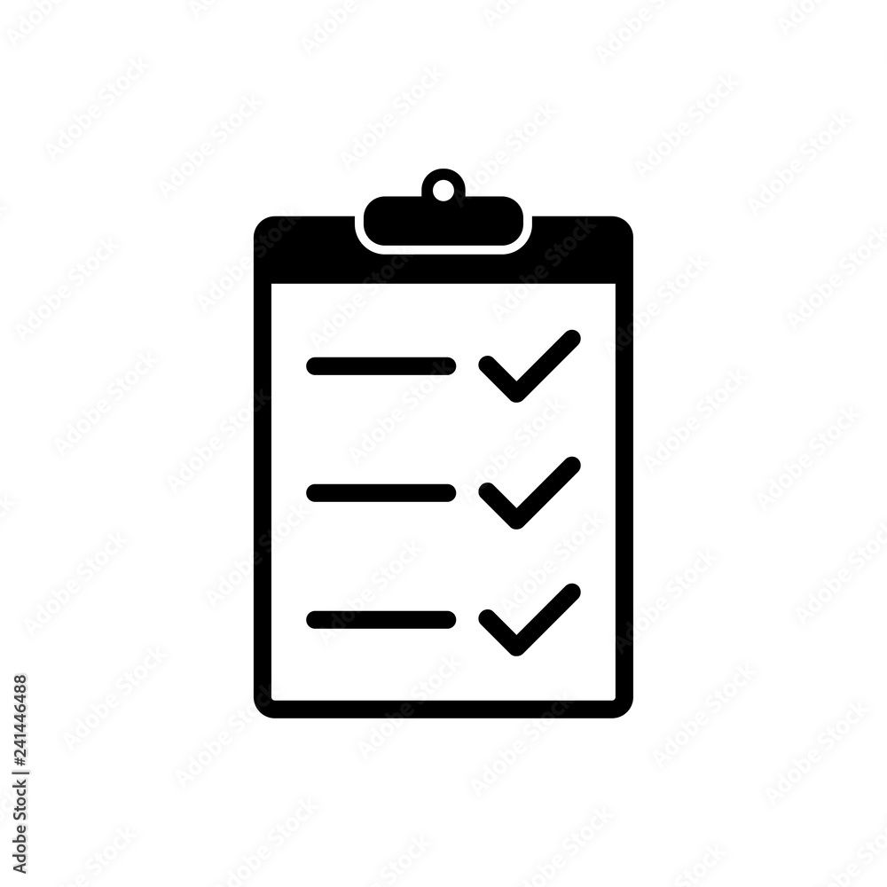 Poster Checklist icon flat style isolated on background. Checklist sign symbol for web site and app design.