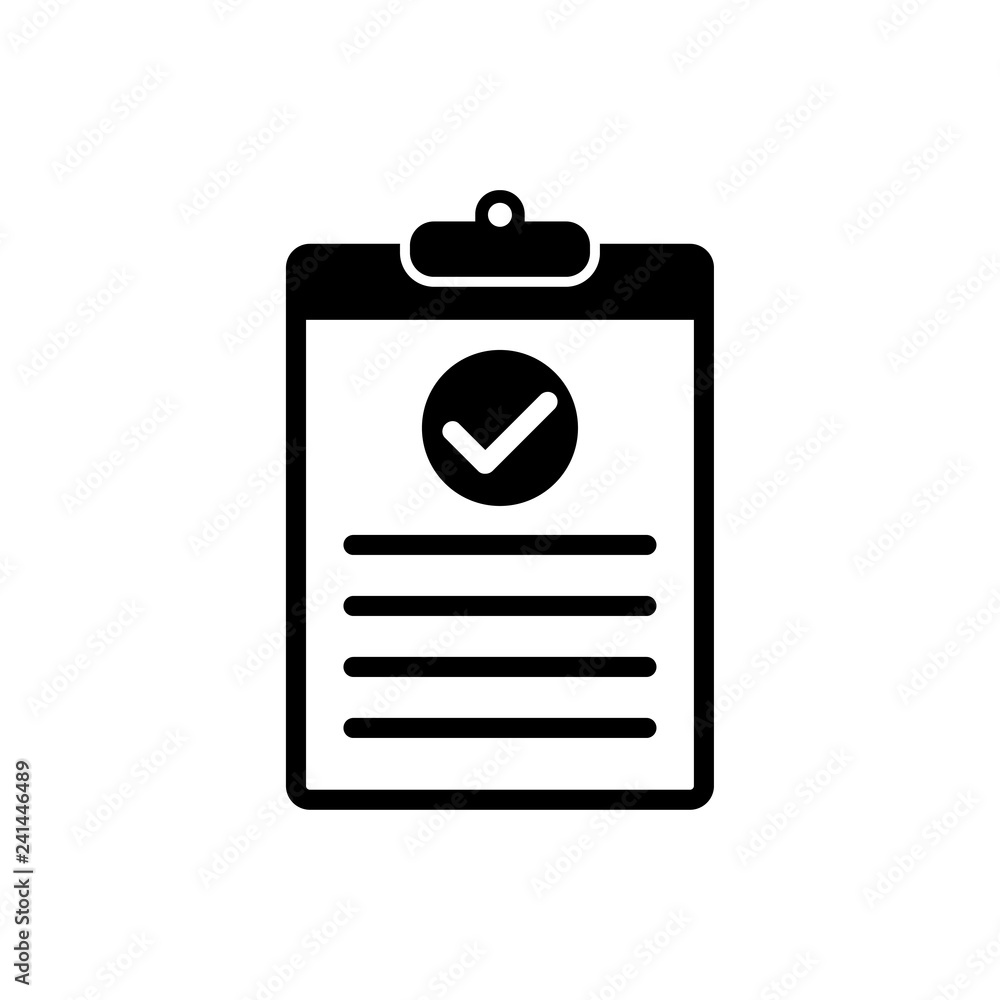 Poster Checklist icon flat style isolated on background. Checklist sign symbol for web site and app design.