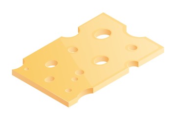 Piece of milk cheese on a white background proper healthy food dairy food diet product sliced cheese vector illustration