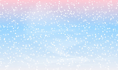 Falling snow background. Holiday landscape with snowfall. Vector illustration. Winter snowing sky. Eps 10.