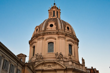 Fototapeta na wymiar Dome of The Church of the Most Holy Name of Mary at the Trajan Forum. Rome, Italy