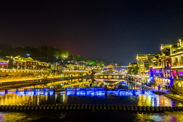 Fototapeta premium Night view of Phoenix Town in Hunan Province, China