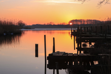 silent moment and romantic lake view at sunset in winter, severe depressions, symptoms, treatments,...