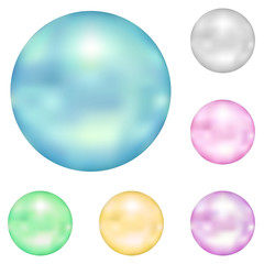 Pearl collection in 6 color, on white background.