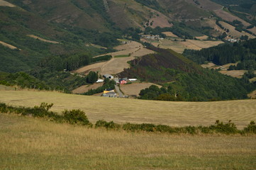 Beautiful Aerial Views Of The Rebedul Village In The Countryside Of Galicia. Nature, Landscapes, Botany, Travel. August 2, 2015. Rebedul, Lugo, Galicia, Spain.
