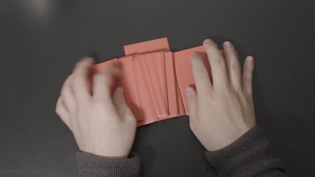 I Spread Orange Cards and Present to Camera
