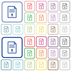 Upload document outlined flat color icons