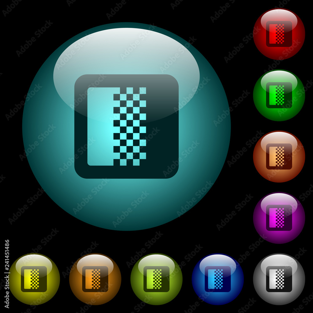 Poster color gradient icons in color illuminated glass buttons