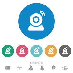 Wireless camera flat round icons