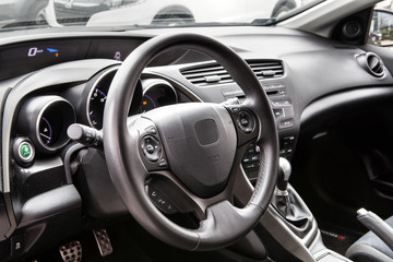The interior of a passenger car
