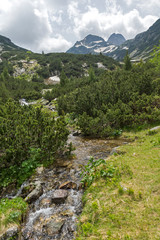 Summer landscape of Malyovitsa peak and Malyoviska river, Rila Mountain, Bulgaria