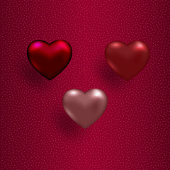 Vector illustration of beautiful red 3d glossy heart shape.