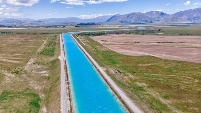 Ohau A Hydroelectri Canals at Twizel, Aoraki, Mount Cook, New Zealand, South Island, NZ