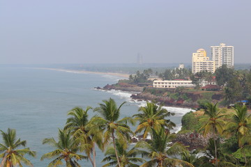 Beach with city landscape from light house  at Arabian sea - Image