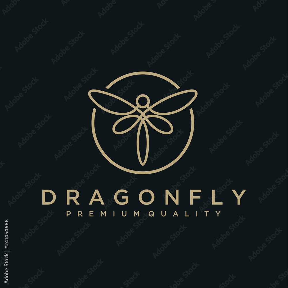 Aufkleber minimalist elegant dragonfly logo design with line art style. luxury logotype concept icon. vector i
