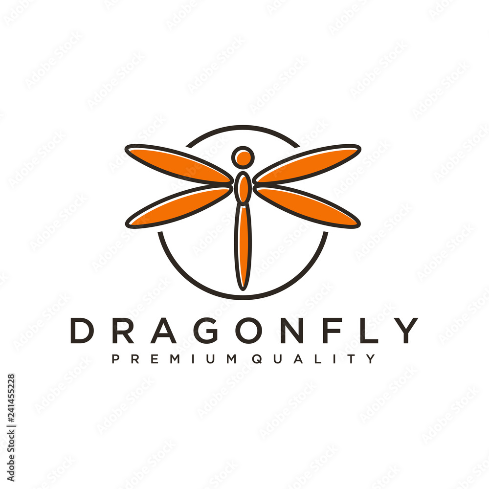 Poster unique dragonfly logo template. simple shape and color. vector. editable. minimalist elegant dragonf