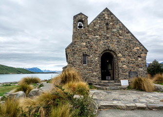 Fototapeta na wymiar Church at Tekapo Lake, Canterbury, New Zealand, South Island, NZ