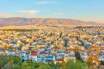 Obraz premium Athens city at sundown