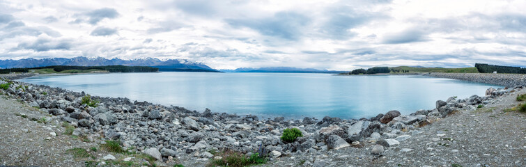 Lake Pukaki at Aoraki, Mount Cook, New Zealand, South Island, NZ