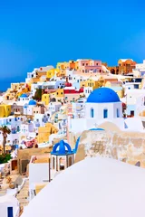 Stof per meter Colorful view of Oia town in Santorini © Roman Sigaev