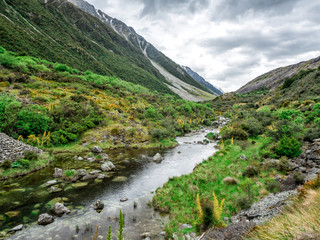 Fototapeta na wymiar Tasman Glacier Track at Aoraki, Mount Cook, New Zealand, South Island, NZ