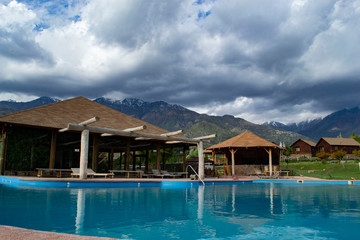 pool between mountains