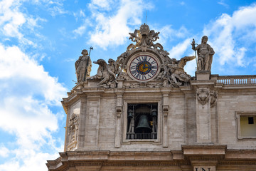Oltramontano clock on St. Peter's Basilica. (Basilica di San Pietro) Vatican City