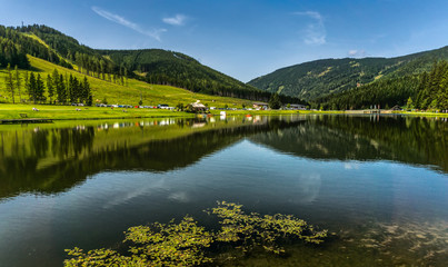Fototapeta na wymiar view over a picturesque lake