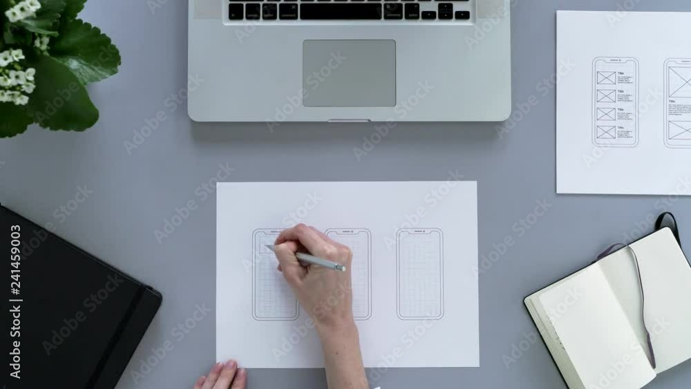 Poster web designer at work. graphic designer. mobile application design. designer desk. ux, ui design. thu