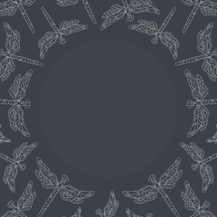 Line dragonfly frame. Vector illustration