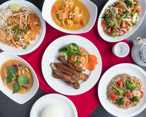 Thai Food. Curry, thai ribs, thai fried rice, and pad thai