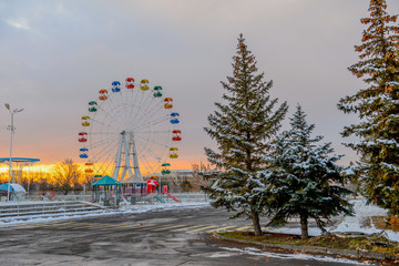 Ferris wheel in the winter park