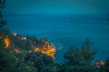 Fototapeta na wymiar view of sea and harbour of rabac, croatia