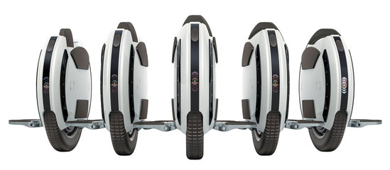 Row from electric unicycles, 3D rendering © alexlmx