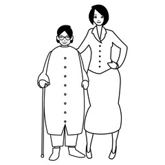 cute grandmother with daughter