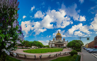 Saint Petersburg. Russia. Architecture of Petersburg. Saint Isaac's Cathedral. Center of Petersburg. St. Isaac's Square. Poster of Russian cities. City in the summer.