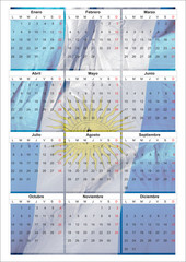 Annual calendar in Spanish with Argentina flag 
