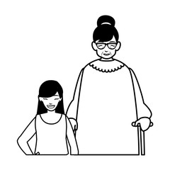 cute grandmother with granddaughter