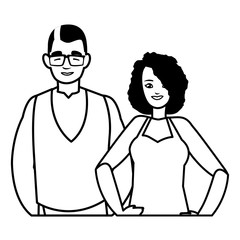 young couple avatars characters