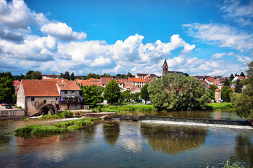 Naklejka na ściany i meble Petit village Lorrain avec son moulin à eau