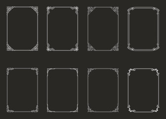 Vintage set of calligraphic frames. Black and white vector border of the invitation, diplom, certificate, postcard