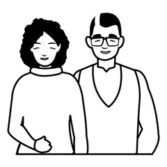 young couple avatars characters