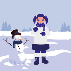 beautiful little girl with winter clothes