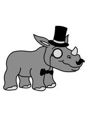 sir herr gentlemen reich zylinder monokel hut brille baby kind klein junges süß niedlich rhino retten überleben aussterben bedroht dickhäuter nashorn horn einhorn comic cartoon clipart design