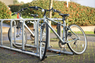Fototapeta na wymiar bicycles and bicycle racks