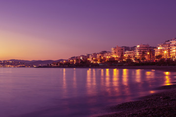 Beautiful evening at the seaside. Athens, Greece