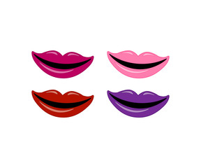 set of vector lip symbol isolated on white background. icon illustration woman's lips