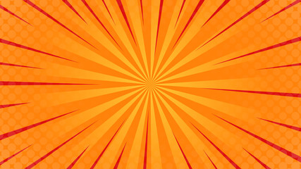 Comics rays background with red ray effect. Vector colorful backdrop illustrations - Vettoriale