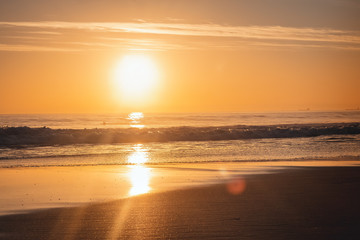 Beautiful sunset on the Carcavelos beach, Cascais, Lisbon, Portugal