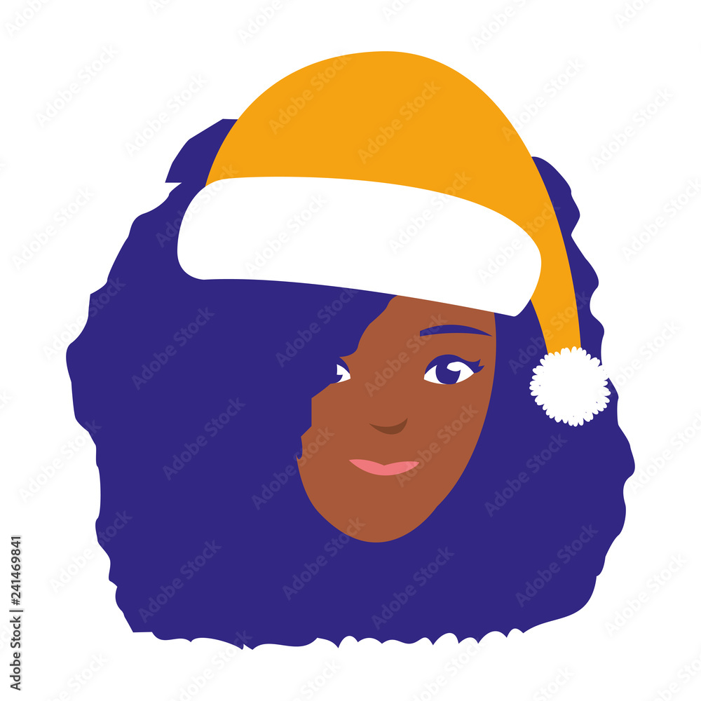 Poster beautiful woman black head with winter hat